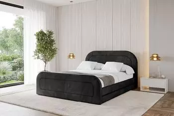 ALTDECOR LERIS-Z Polsterbett mit Bettkasten und Lattenrost, 160x200cm, schwarz (800001808916)