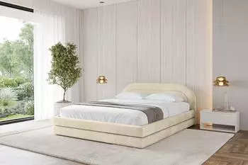ALTDECOR LERIS-v1 Polsterbett mit Bettkasten und Lattenrost, 180x200cm, beige (800001809631)