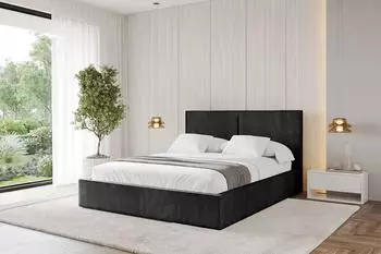 ALTDECOR VANTO Polsterbett mit Bettkasten und Lattenrost, 140x200cm, schwarz (800001642066)
