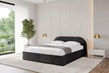 ALTDECOR TIVON-V1 Polsterbett mit Bettkasten und Lattenrost, 140x200cm, schwarz (800001636673)