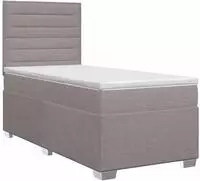 vidaXL Boxspringbett mit Matratze mit Kopfteil Taupe 90 x 200 cm Stoff