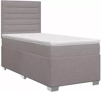 vidaXL Boxspringbett mit Matratze und Kopfteil, taupe, 90x200cm, Stoff (3453315)