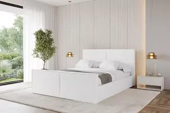 ALTDECOR Emmi-Z Polsterbett mit Bettkasten und Lattenrost, wei&szlig; Kunstleder, 120x200cm (800001740034)