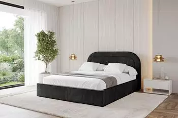 ALTDECOR Leray Polsterbett mit Bettkasten und Lattenrost, 180x200cm, schwarz (800001638334)