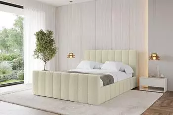 ALTDECOR Fino-Z Polsterbett mit Bettkasten und Lattenrost, 180x200cm, beige/taupe