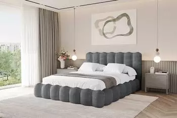ALTDECOR SORA Polsterbett mit Bettkasten, Lattenrost & Matratze H3/H4, 180x200cm, dunkelgrau (800001636119)