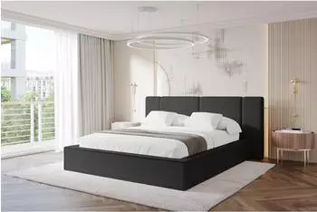 ALTDECOR RIVO Polsterbett mit Bettkasten und Lattenrost, 160x200cm, schwarz (800002004261)