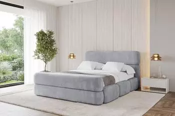 ALTDECOR ELVA-Z Polsterbett mit Bettkasten und Lattenrost, 160x200cm, hellgrau (800001814679)