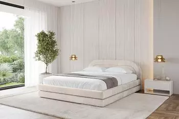 ALTDECOR LERIS-v1 Polsterbett mit Bettkasten und Lattenrost, 140x200cm, beige (800001740134)