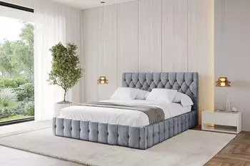 ALTDECOR LARO Polsterbett mit Bettkasten und Lattenrost, 200x200cm, grau (800001809898)