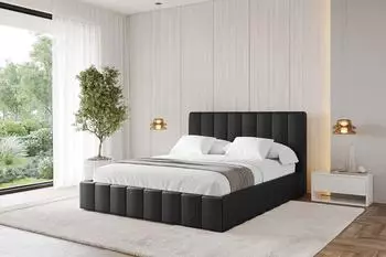 ALTDECOR Fino Polsterbett mit Bettkasten und Lattenrost, schwarz, 160x200cm (800001740094)