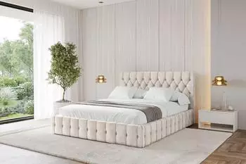 ALTDECOR LARO Polsterbett mit Bettkasten und Lattenrost 160x200cm, beige (800001810011)