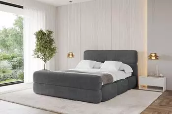 ALTDECOR ELVA-Z Polsterbett mit Bettkasten und Lattenrost, dunkelgrau, 140x200cm (800001809897)