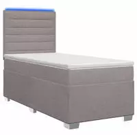 vidaXL Boxspringbett mit Matratze Taupe 100 x 200 cm Stoff