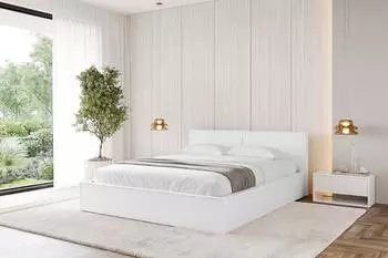 ALTDECOR Emmi-V1 Polsterbett mit Bettkasten und Lattenrost, 120x200cm, wei&szlig; Kunstleder (800001638317)