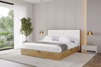 ALTDECOR Enzo5 Polsterbett mit Bettkasten und Lattenrost, 160x200cm, wei&szlig; Kunstleder (800001808772)