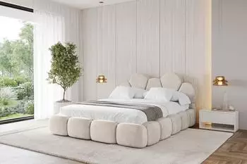 ALTDECOR Lana Polsterbett mit Bettkasten, Lattenrost & Matratze H3/H4, 140x200cm, beige (800001812830)