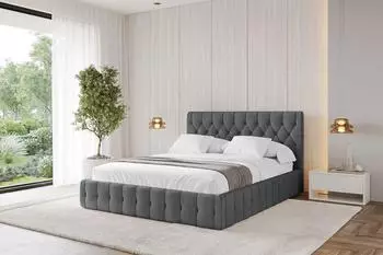 ALTDECOR LARO Polsterbett mit Bettkasten und Lattenrost 180x200cm dunkelgrau (800001810028)