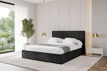 ALTDECOR EMMI Polsterbett mit Bettkasten und Lattenrost, 200x200cm, schwarz (800001740480)