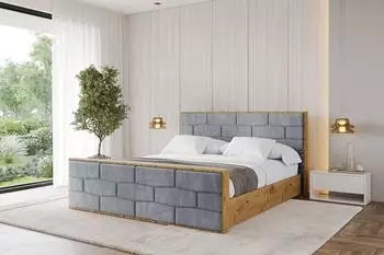 ALTDECOR ENZO8-Z Polsterbett mit Bettkasten und Lattenrost, 160x200cm, grau (800001641103)