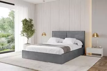 ALTDECOR Emmi Polsterbett mit Bettkasten, Lattenrost & Matratze H3/H4, 180x200cm, dunkelgrau (800001641326)