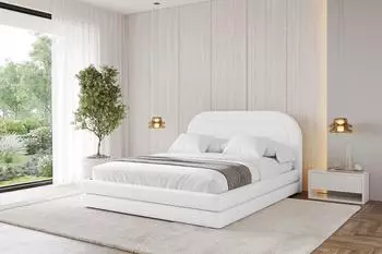 ALTDECOR Leris Polsterbett mit Bettkasten & Lattenrost, 180x200cm, wei&szlig; Kunstleder (800001740801)