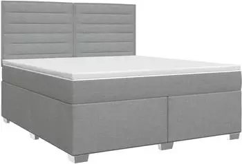 vidaXL Boxspringbett mit Matratze hellgrau 160x200cm Stoff (3453437)