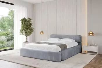 ALTDECOR ENORA-V1 Polsterbett mit Bettkasten und Lattenrost, 140x200cm, grau (800001638392)