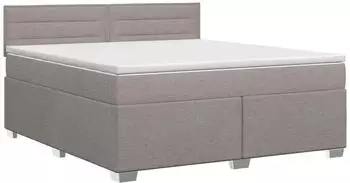 vidaXL Boxspringbett mit Matratze, Stoff, taupe, 180x200cm (3450534)