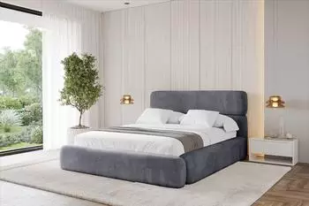 ALTDECOR Enora Polsterbett mit Bettkasten & Lattenrost, 200x200cm, dunkelgrau (800001813457)