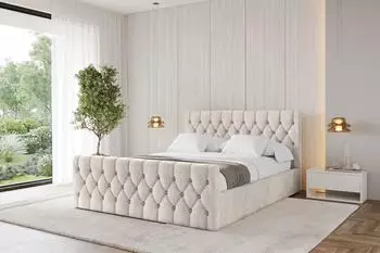 ALTDECOR RENO-Z Polsterbett mit Bettkasten und Lattenrost, 140x200cm, beige (800001809401)