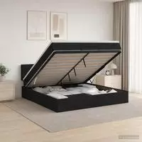 vidaXL Ottoman Bett mit Matratze Schwarz 140 x 190 cm Stoff