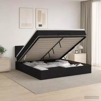 vidaXL Ottoman-Bett mit Matratze, Stoff, schwarz, 140x190cm