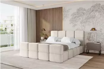 ALTDECOR NATA-Z Polsterbett mit Bettkasten, Lattenrost & Matratze H3/H4, 140x200cm, beige (800001949820)