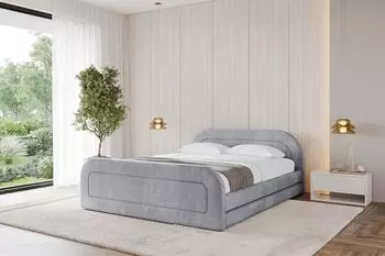 ALTDECOR LERIS-Z Polsterbett mit Bettkasten und Lattenrost, hellgrau, 200x200cm (800001813765)