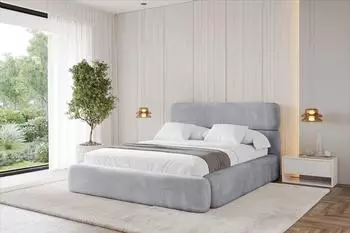 ALTDECOR Enora Polsterbett mit Bettkasten und Lattenrost, 200x200cm, hellgrau