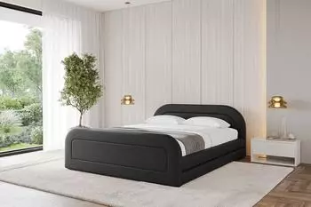 ALTDECOR LERIS-Z-v1 Polsterbett mit Bettkasten und Lattenrost, schwarz, 160x200cm (800001813741)