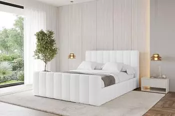 ALTDECOR Fino-Z Polsterbett mit Bettkasten und Lattenrost, Kunstleder wei&szlig;, 200x200cm (800001814946)