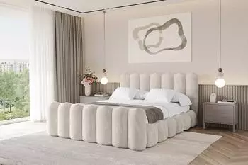 ALTDECOR SORA-Z Polsterbett mit Bettkasten und Lattenrost, 180x200cm, beige (800001640034)