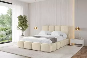 ALTDECOR KALA Polsterbett mit Bettkasten und Lattenrost, beige, 180x200cm (800001809228)
