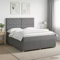 vidaXL Boxspringbett mit Matratze Dunkelgrau 140 x 190 cm Stoff