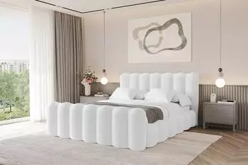 ALTDECOR SORA-Z Polsterbett mit Bettkasten & Lattenrost, wei&szlig;, 140x200cm (800001639876)