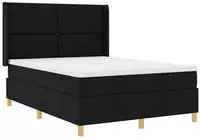 vidaXL Boxspringbett mit LED-Lichtleisten Schwarz 140 x 190 cm Stoff