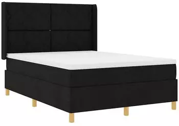 vidaXL Boxspringbett mit LED-Lichtleisten, Stoff, schwarz, 140x190cm (3343751)