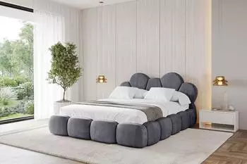 ALTDECOR Lana Polsterbett mit Bettkasten und Lattenrost, 180x200cm, dunkelgrau (800001740288)