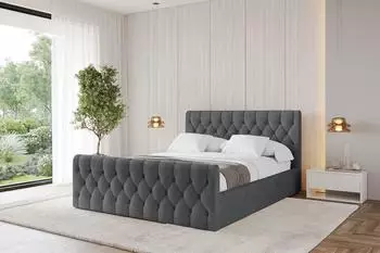 ALTDECOR Reno-Z Polsterbett mit Bettkasten & Lattenrost, 200x200cm, dunkelgrau (800001812147)