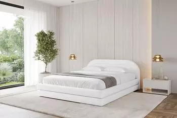 ALTDECOR LERIS-v1 Polsterbett mit Bettkasten und Lattenrost, 180x200cm, wei&szlig; Kunstleder (800001740131)