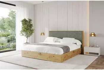 ALTDECOR Polsterbett ENZO10 mit Bettkasten, Lattenrost & Matratze H3/H4, 140x200cm, olivgr&uuml;n