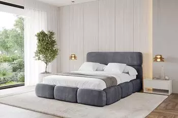 ALTDECOR ELVA Polsterbett mit Bettkasten und Lattenrost, 120x200cm, dunkelgrau (800001809641)