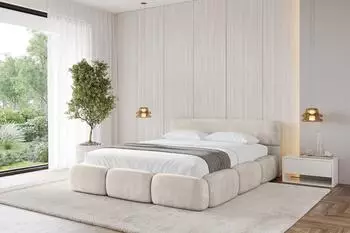 ALTDECOR ELVA-v1 Polsterbett mit Bettkasten und Lattenrost, 160x200cm, beige (800001812473)